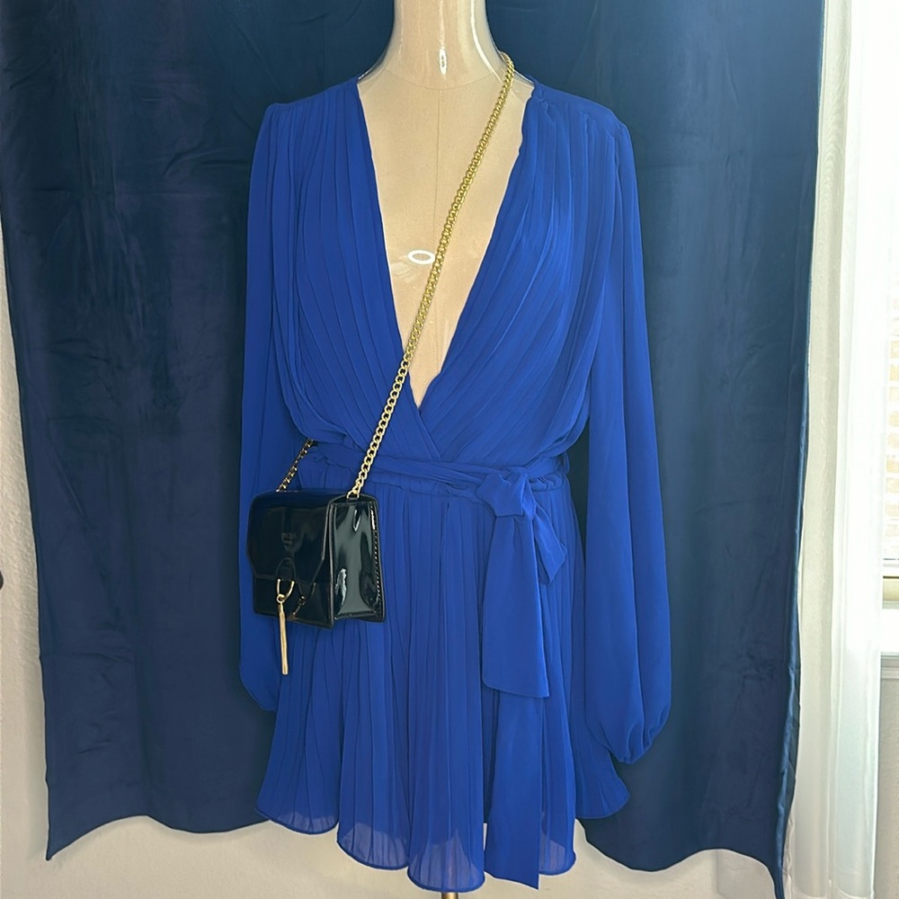 NWT blue pleated sheer skirt dress